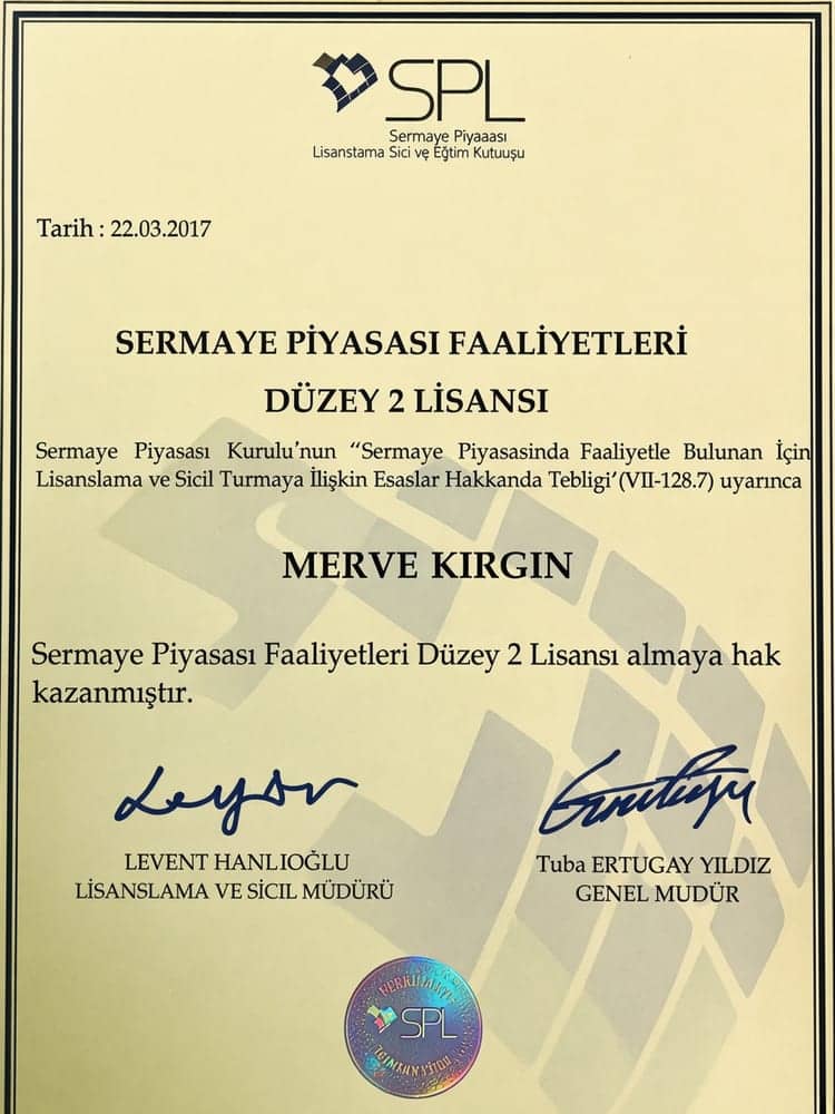 Sermaye Piyasası Faaliyetleri Düzey 2 Lisansı - Merve Kırgın