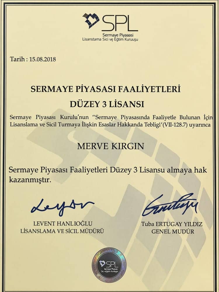 Sermaye Piyasası Faaliyetleri Düzey 3 Lisansı - Merve Kırgın