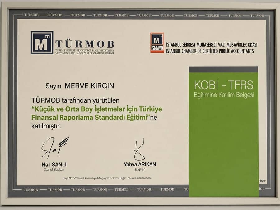TFRS Eğitimi Katılım Belgesi - Merve Kırgın
